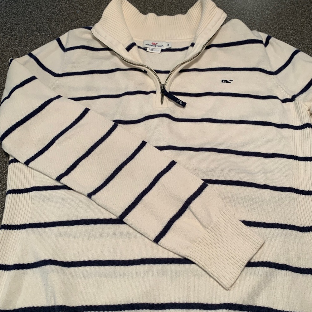 Vineyard Vines Zip Front Ribbed Side Sweater Size Medium.